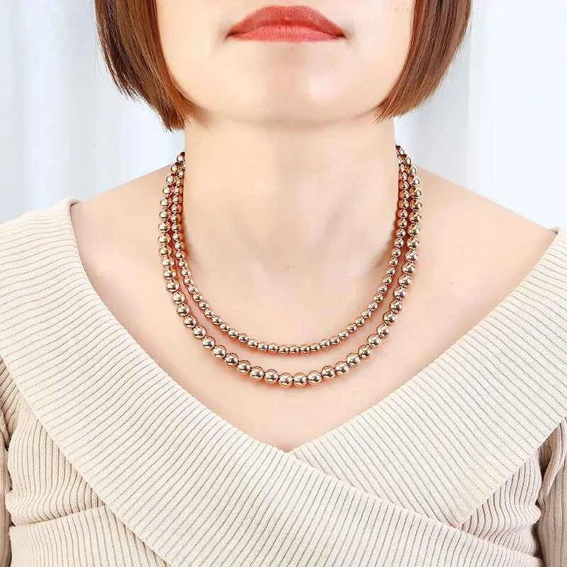 Rose Gold Stainless Steel Geometric Necklace