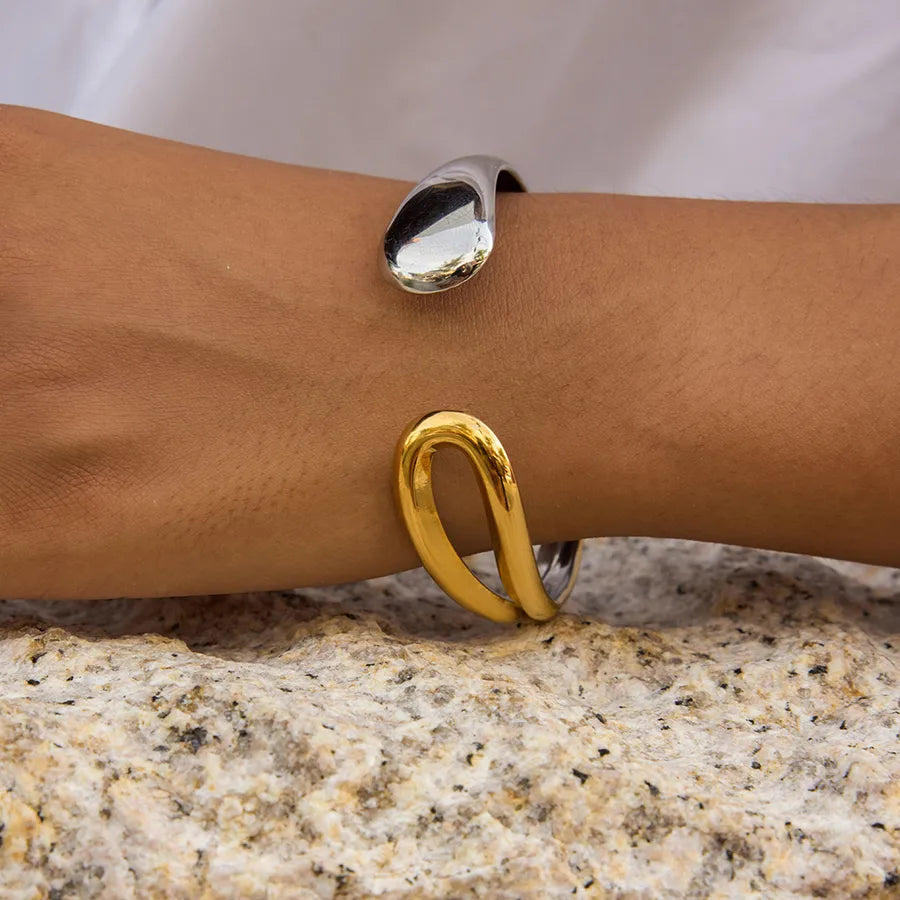 18K Gold PVD Geometric Stainless Steel Bangle