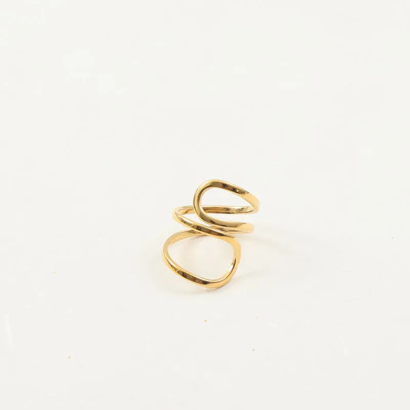 18K Gold Plated Geometric Open Ring for Women