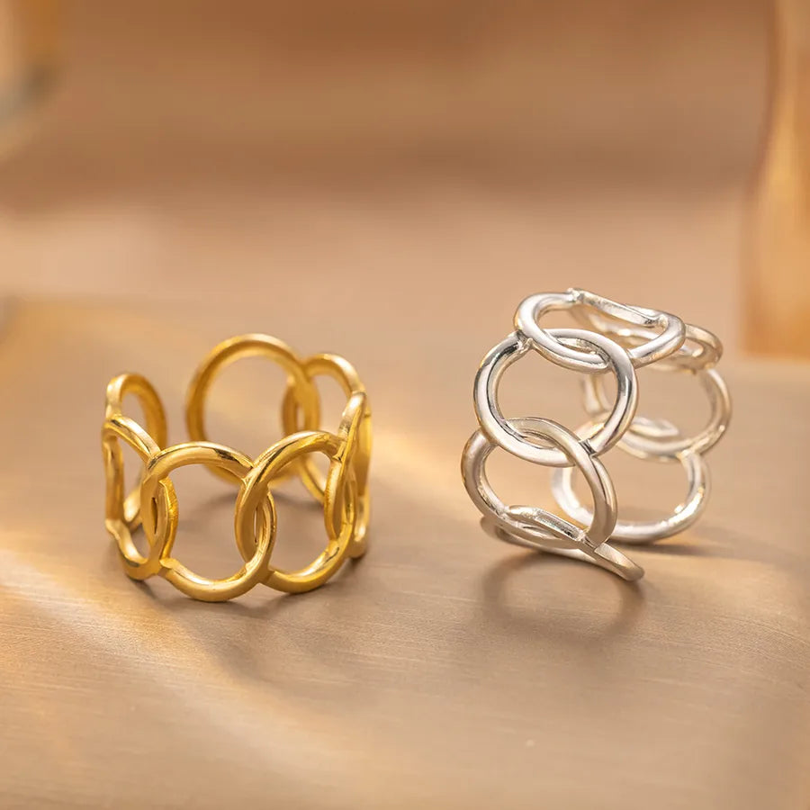 Adjustable Silver Maple Leaf Titanium Ring