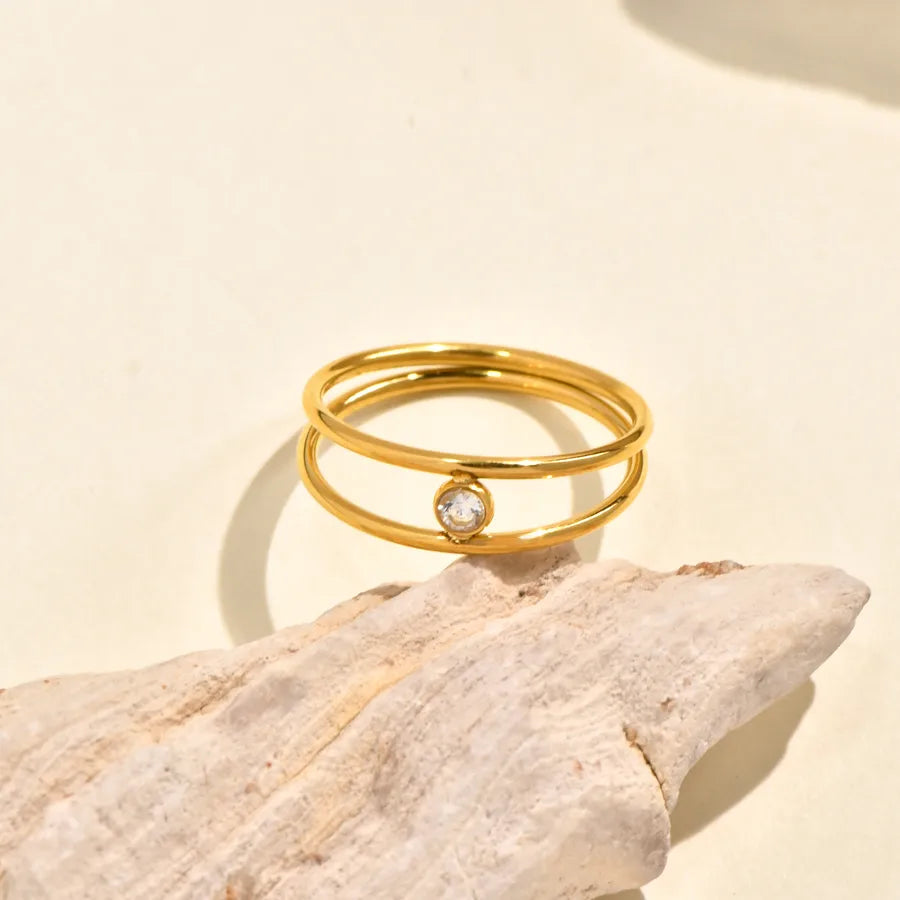 18K Gold Plated Double Layer Zircon Ring 5772601