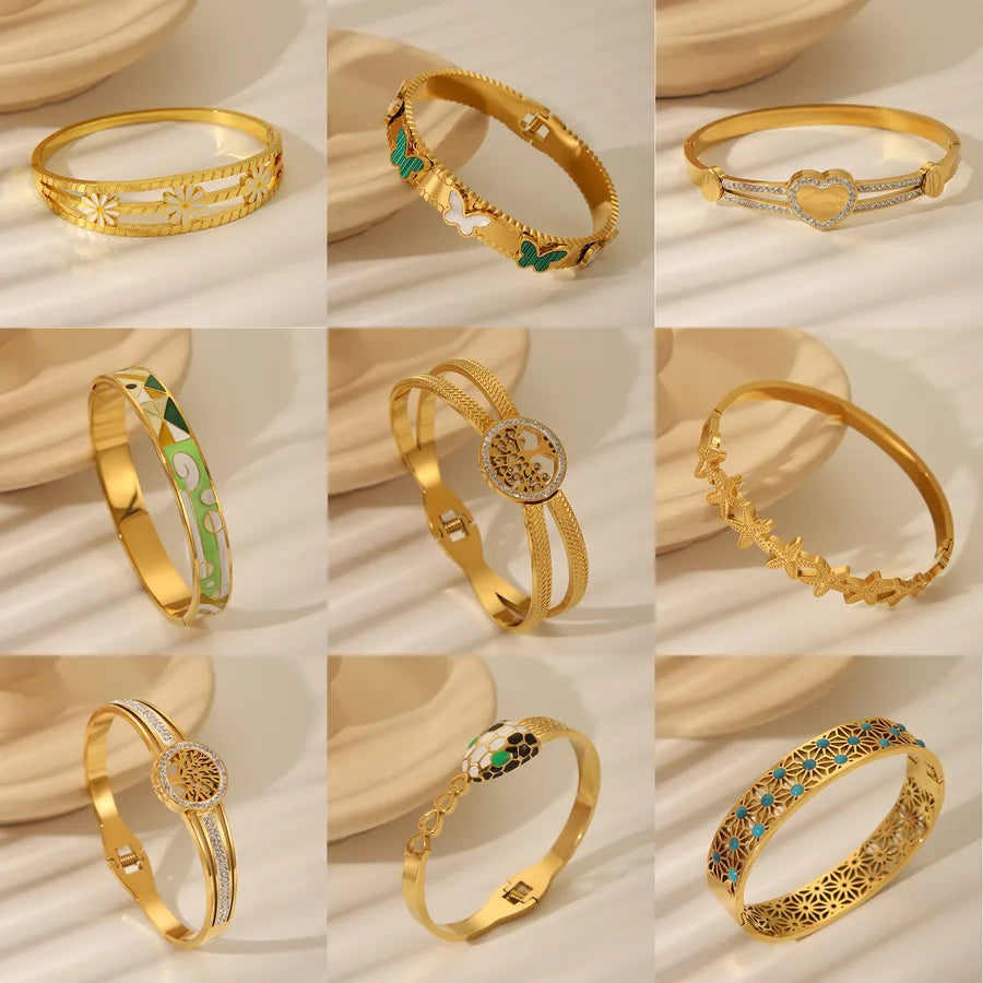 18K Gold Butterfly Bangle Bracelet