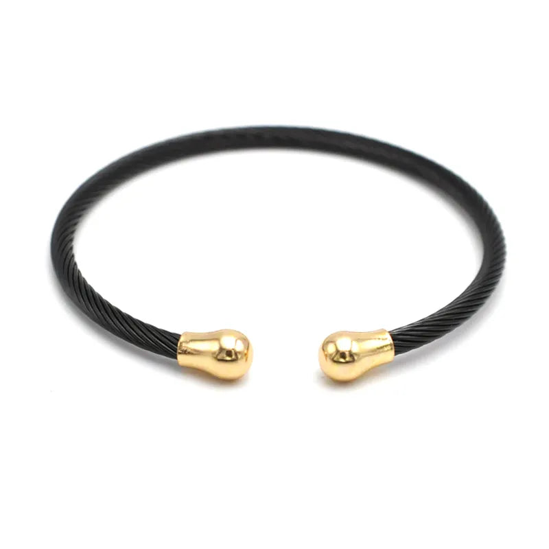 Gold Plated Wire Rope Open Hand Bracelet