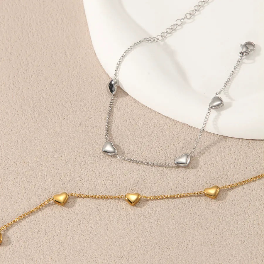 18K Gold Plated Heart Chain Bracelet