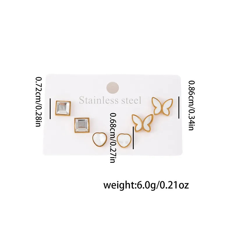 Titanium Steel Heart Earrings for Women Geometric Butterfly Earrings 0979