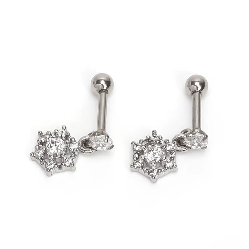 Gold Snowflake Stainless Steel Stud Earrings