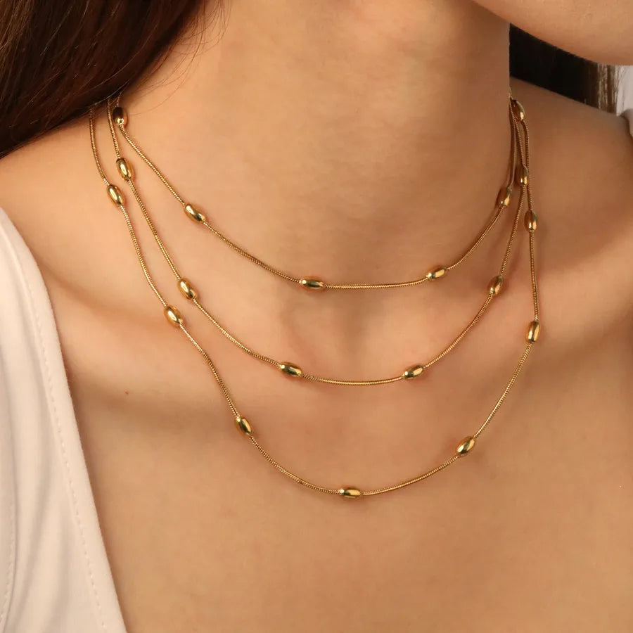 18K Gold Plated Stainless Steel Bead Chain Necklace
