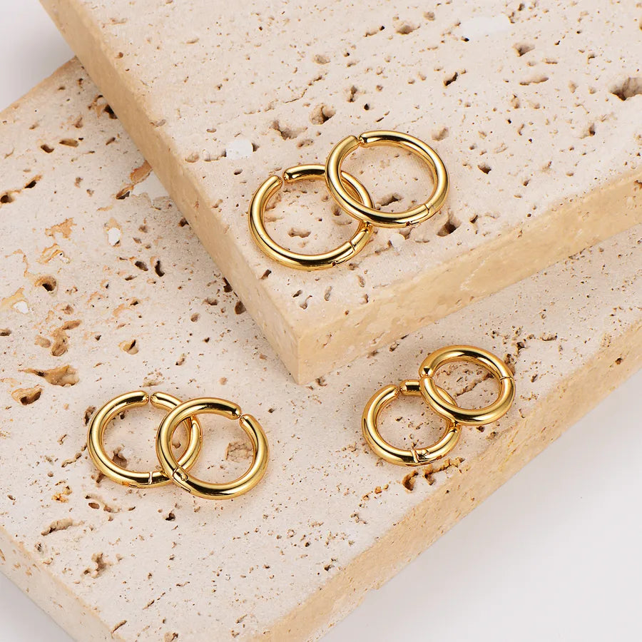 18K Gold Plated Stainless Steel Hoop Earrings Set