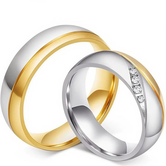 Gold & Silver Stainless Steel Couple Rings