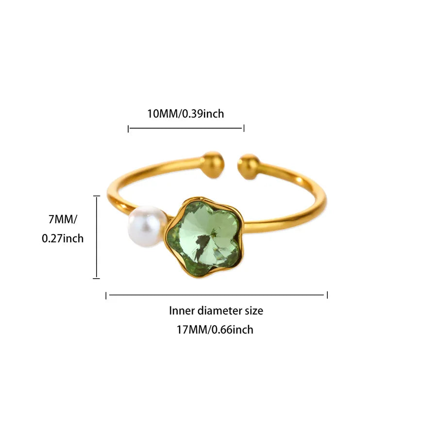 18K Gold Plated Pink Zircon Adjustable Ring 11