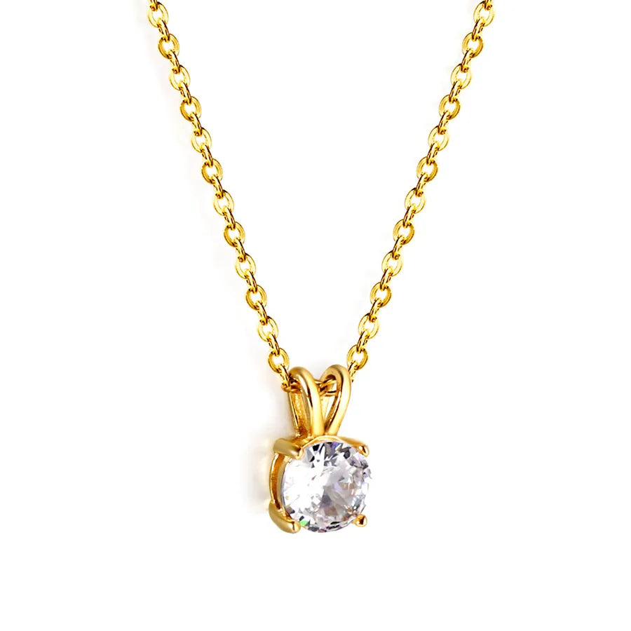 Gold Plated Geometric Diamond Pendant Necklace