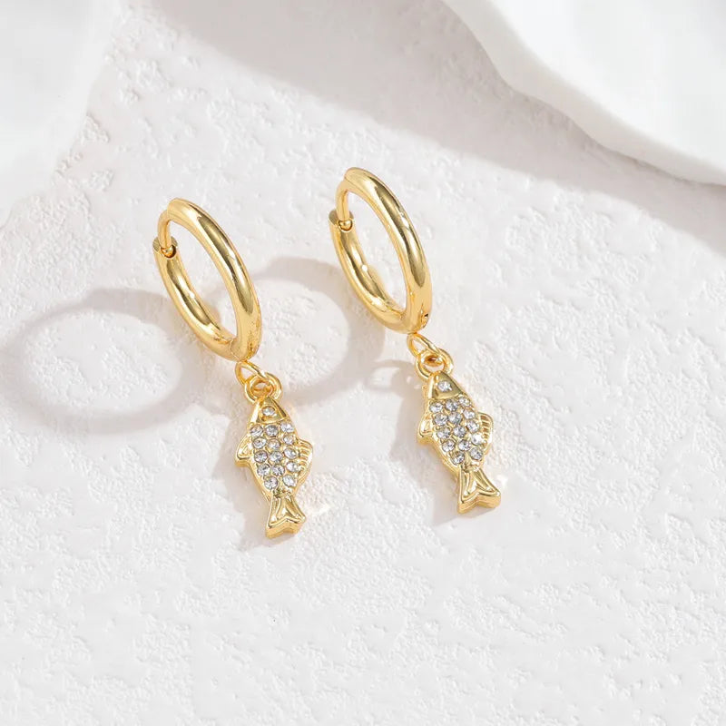 Gold Ocean Animal Earrings – Vintage Beach Style
