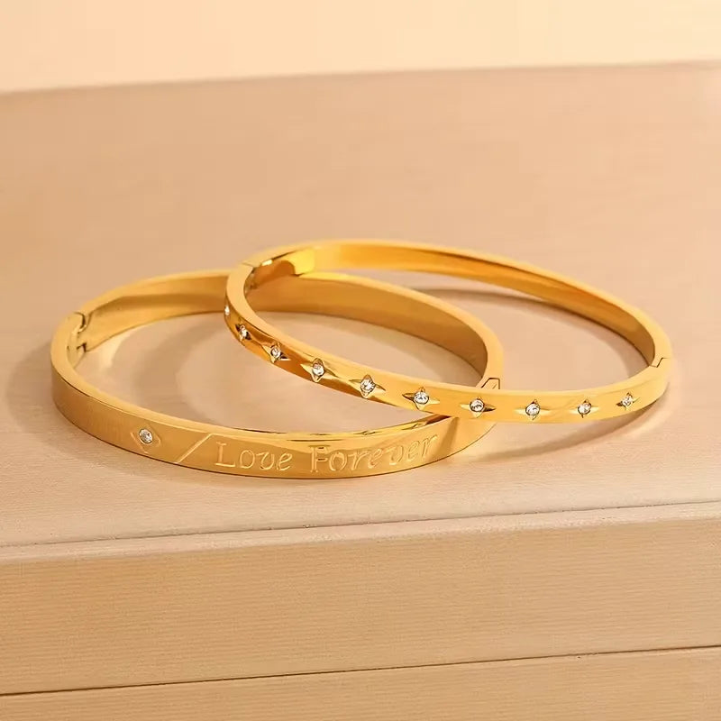 18K Gold Plated Letter & Star Bangle