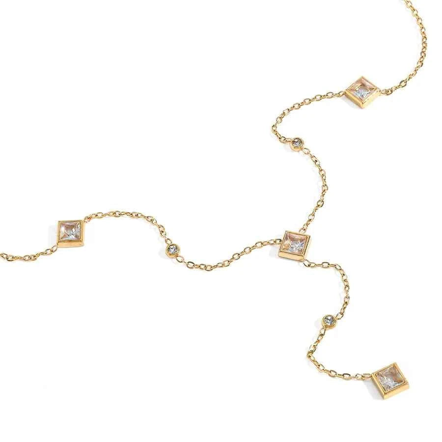 18K Gold Plated Geometric Zircon Necklace