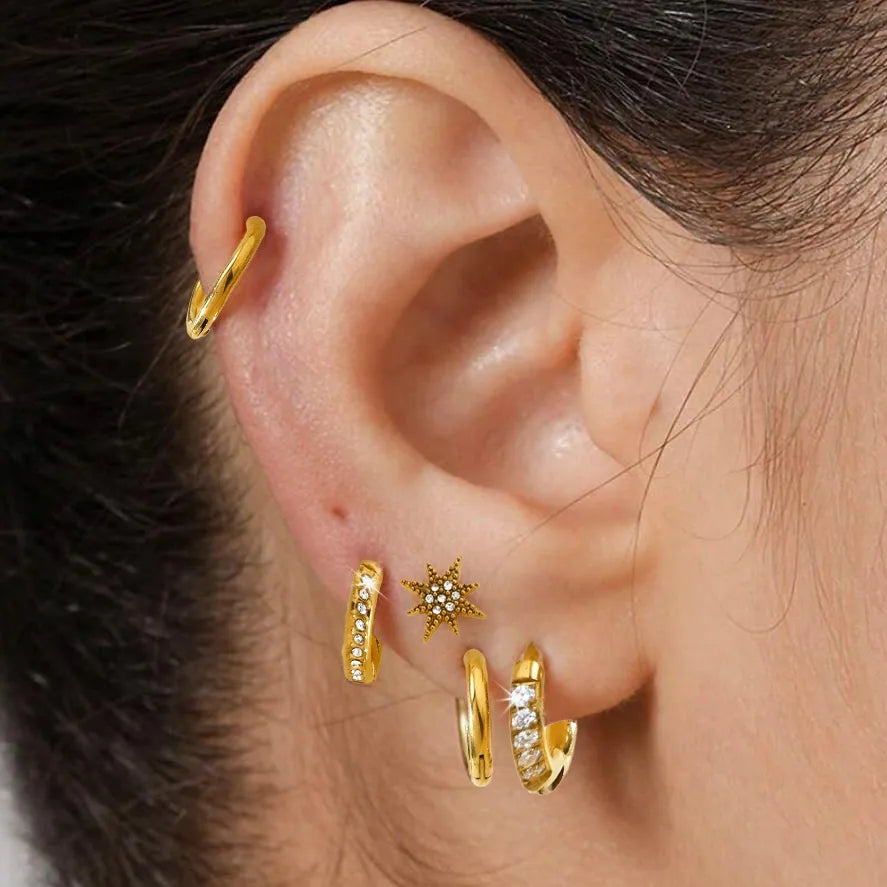 18K Gold Plated Stainless Steel Zircon Earrings