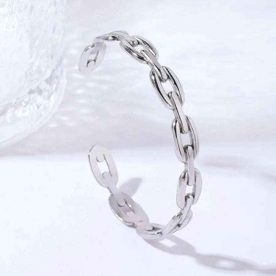 Unisex Titanium Steel Wide Cuff Bracelet WSZ020-1 Adjustable Opening