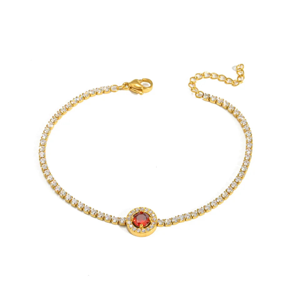 Gold Plated Stainless Steel Zircon Women's Bracelet 1-Length 16+3cm