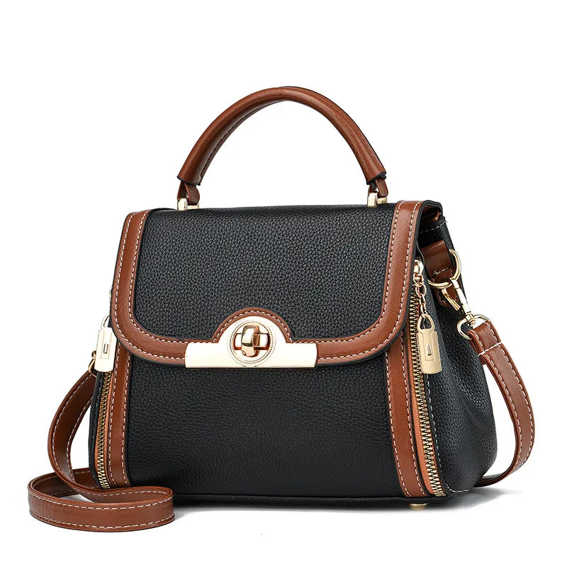 Colorblock PU Square Crossbody Handbag