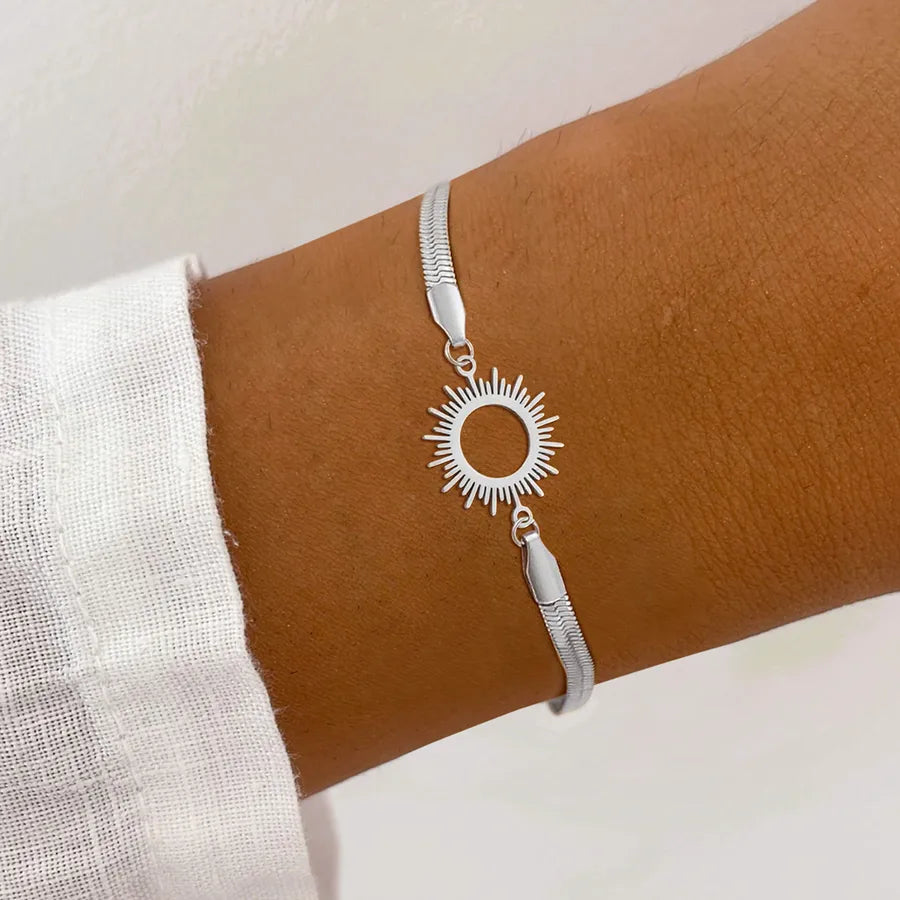 Gold Sun Stainless Steel Retro Bracelet