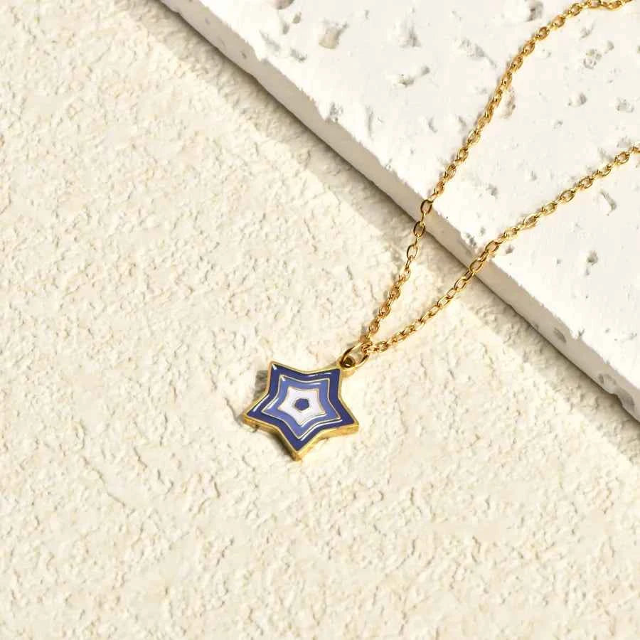 18K Gold Evil Eye Pendant Necklace