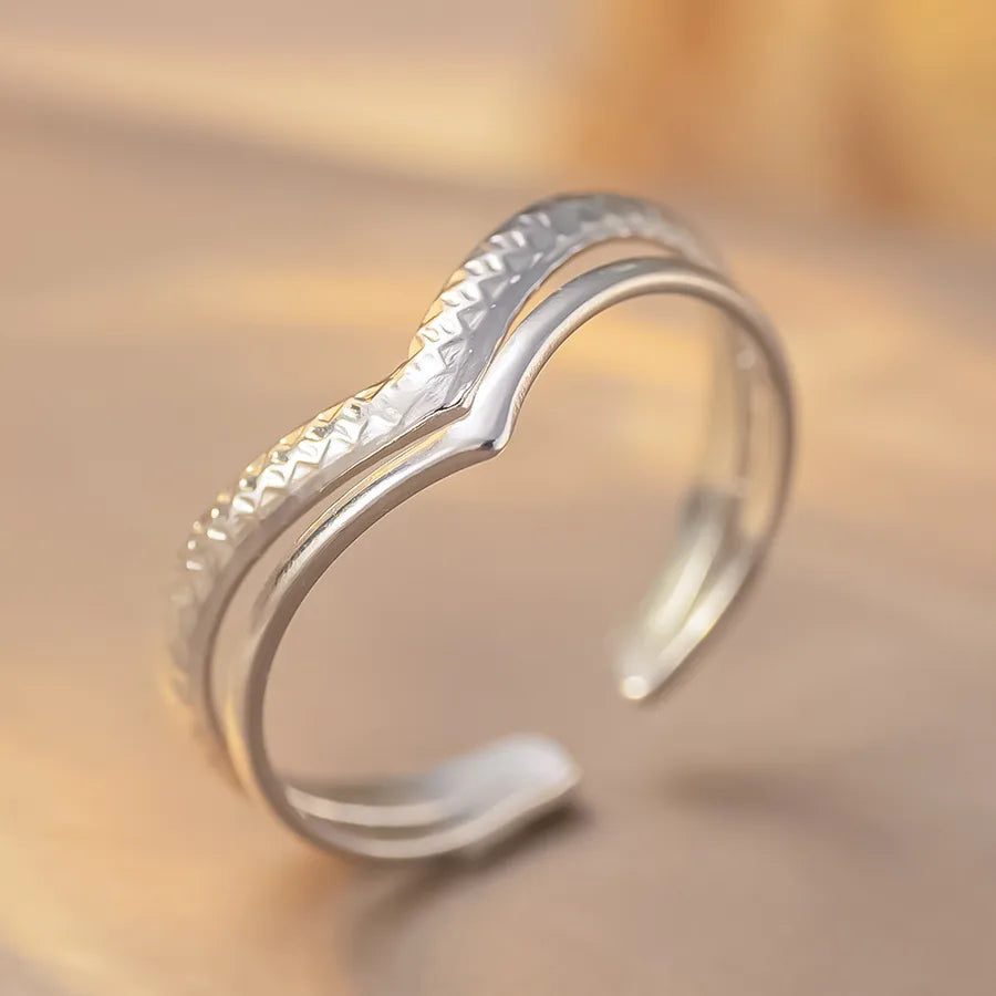 Heart-Shaped Titanium Steel Adjustable Ring K248 Steel Color Ring Open