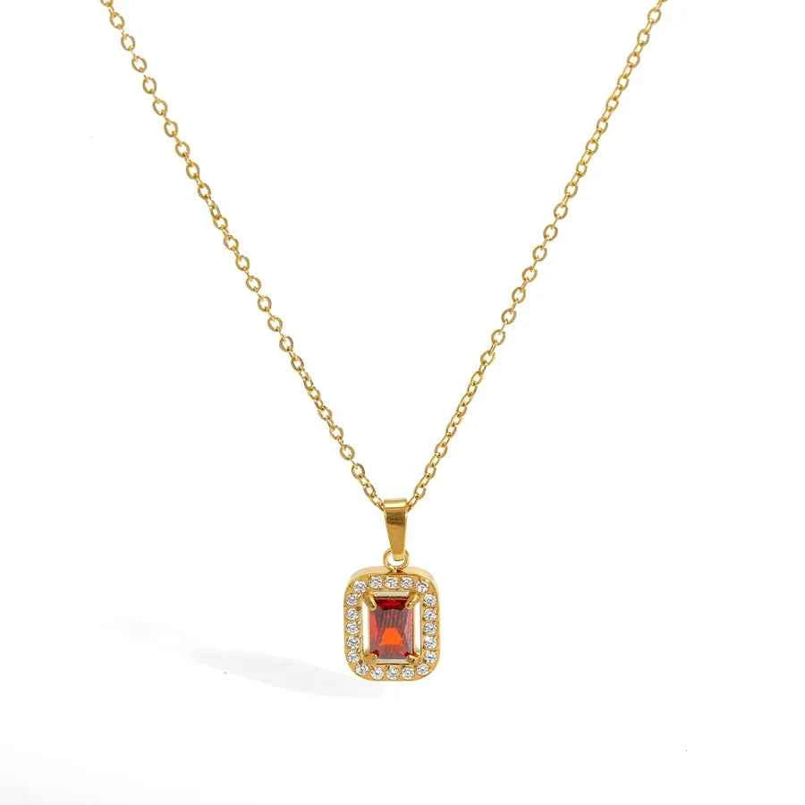 Gold Plated Zircon Pendant Necklace for Women