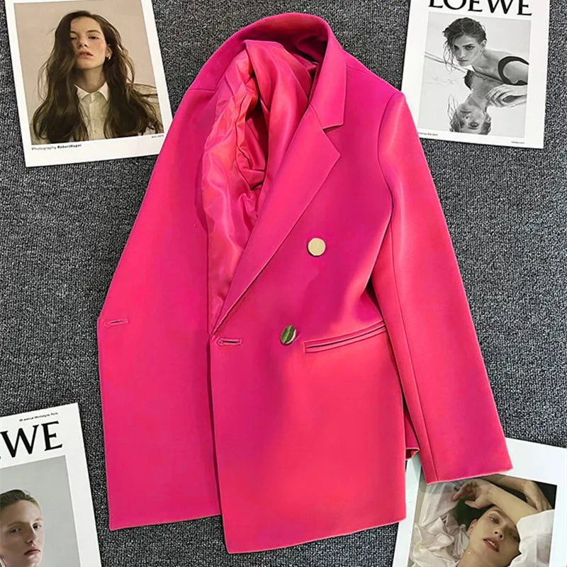 Candy Green Women's Blazer – Spring/Autumn Style Rose Red
