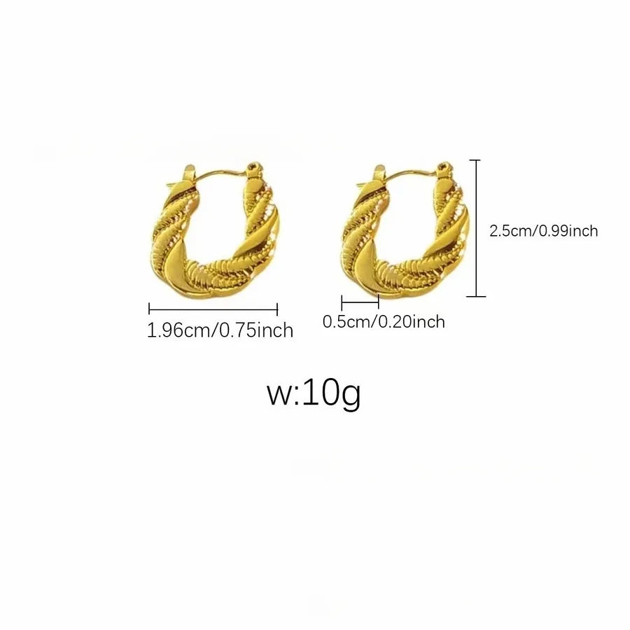 Elegant Gold Titanium Steel Hoop Earrings Gold Earrings 25