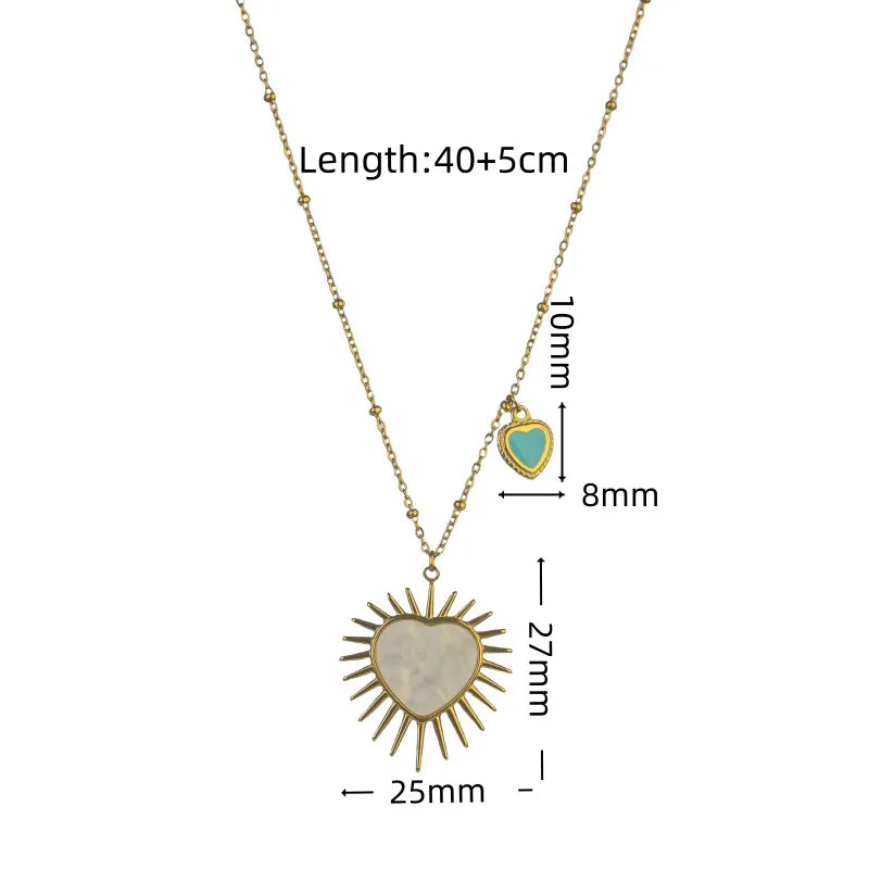 Retro Shell Heart Sunflower Pendant Necklace