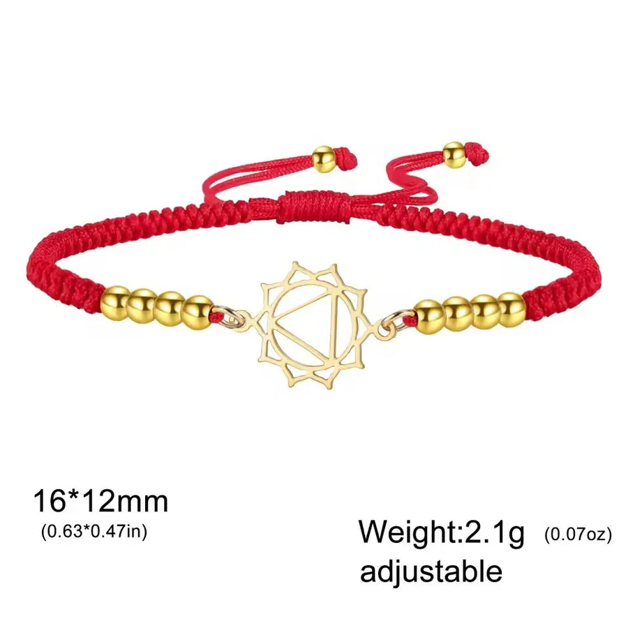 Mandala Lotus Red Rope Bracelet Element 4- Gold with Red String
