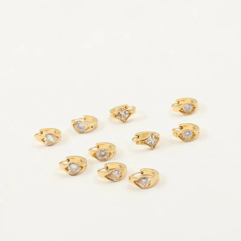 18K Gold Zircon Drop Earrings for Women