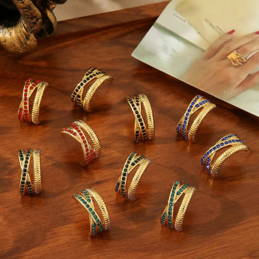 Gold Plated Zirconia C-Shaped Titanium Earrings