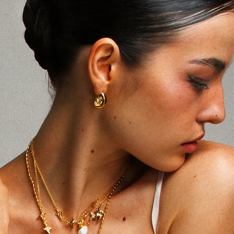 18K Gold Plated Snail Stud Earrings for Women