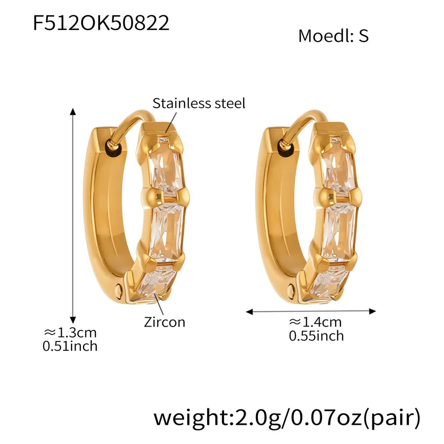 18K Gold Zircon Cross Earrings for Women F512-Golden Zircon Earrings-S