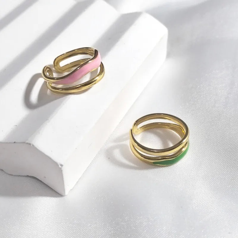 18K Gold Plated Open Curve Stainless Steel Ring