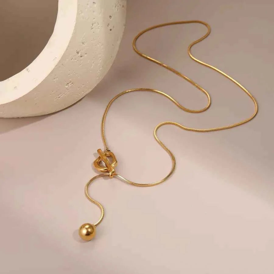 Gold Geometric Y-Chain Stainless Steel Necklace