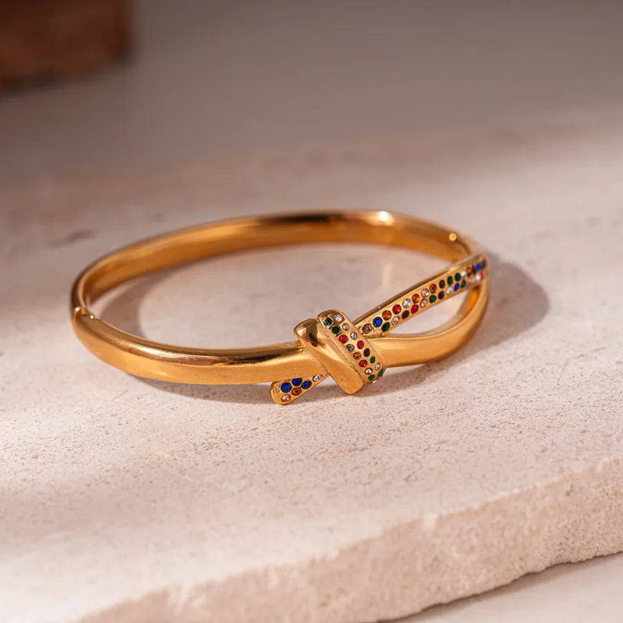 Butterfly Knot Diamond Stainless Steel Bracelet Bracelet-Color- Gold