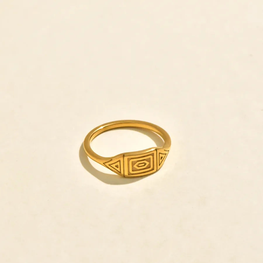 Gold Plated Zircon Letter Ring – Dual Tone