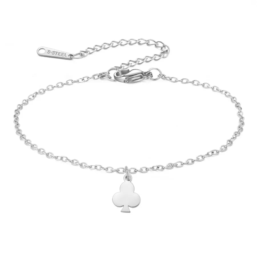 Minimalist Gold Cross Heart Bracelet Steel Color Plum Blossolid-Cross Chain