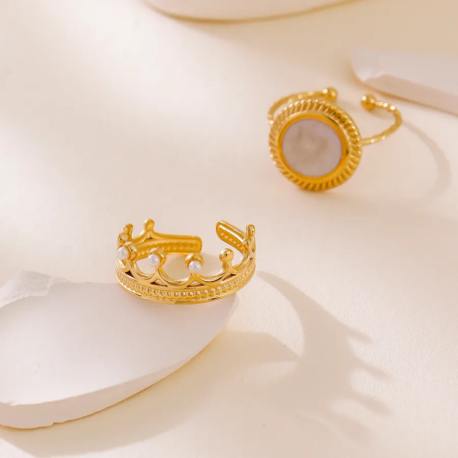 18K Gold Geometric Titanium Steel Ring