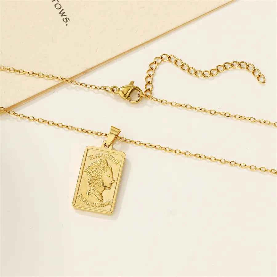 Queen Head Pendant Stainless Steel Necklace