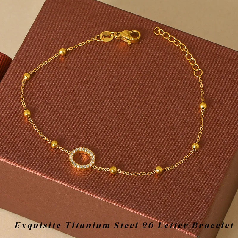 Elegant Letter Bracelet in 304 Stainless Steel Gold Letter [O] Bracelet B0021OG