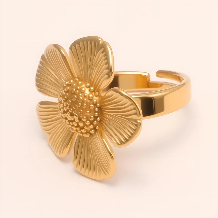 Stainless Steel Floral Ring for Women