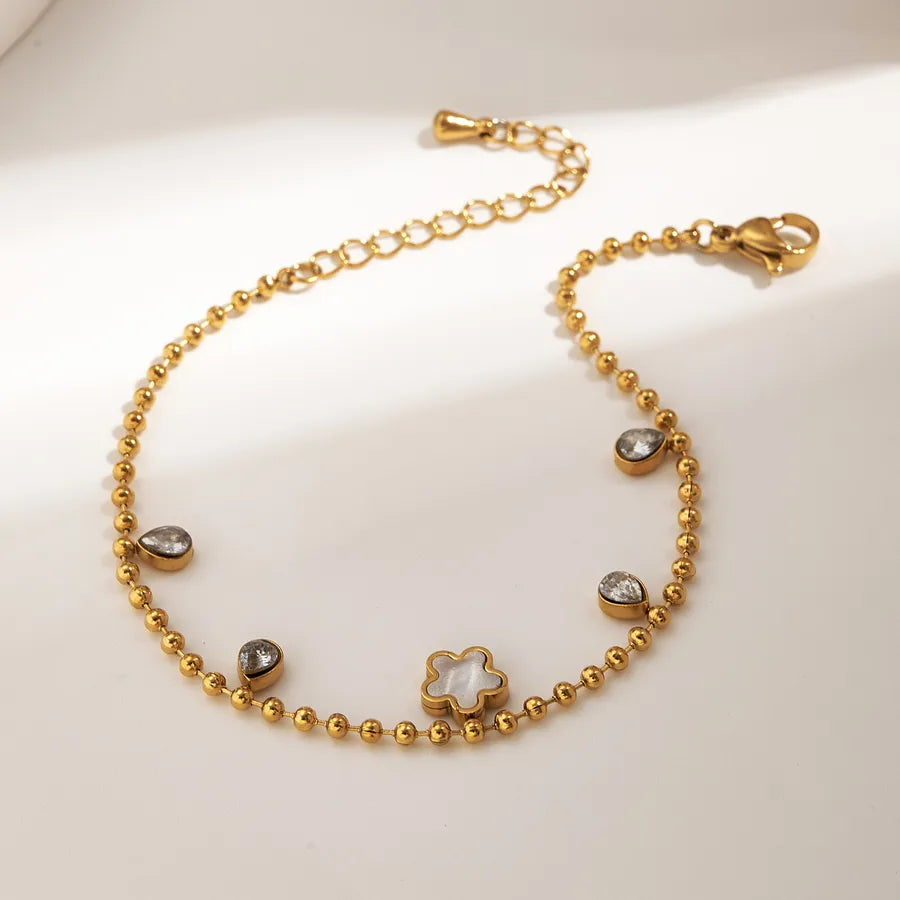 18K Gold Plated Stainless Steel Charm Bracelet A（长度：150+35mm） 1 Strand Package