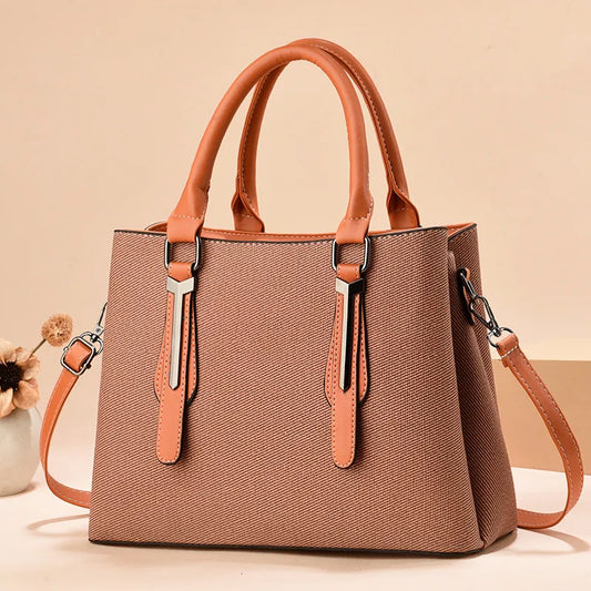 Large PU Leather Square Tote Handbag