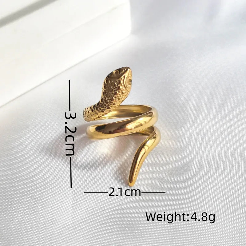 18K Gold Snake Open Ring – Stainless Steel