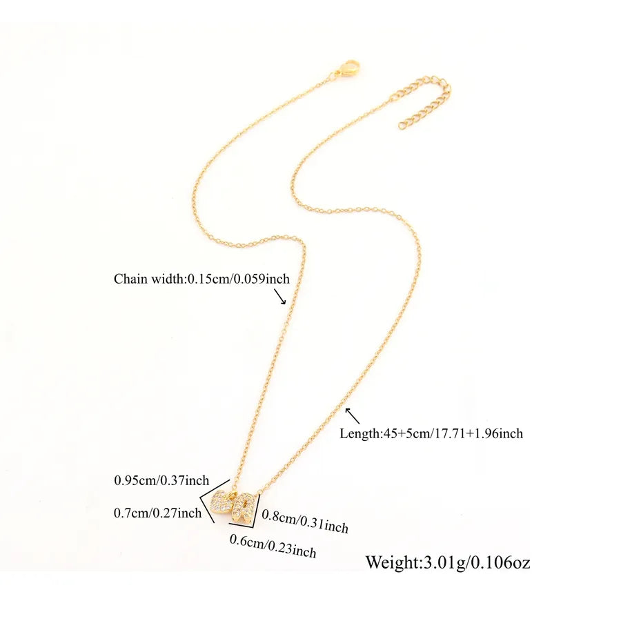 18K Gold Plated Heart Letter Pendant Necklace