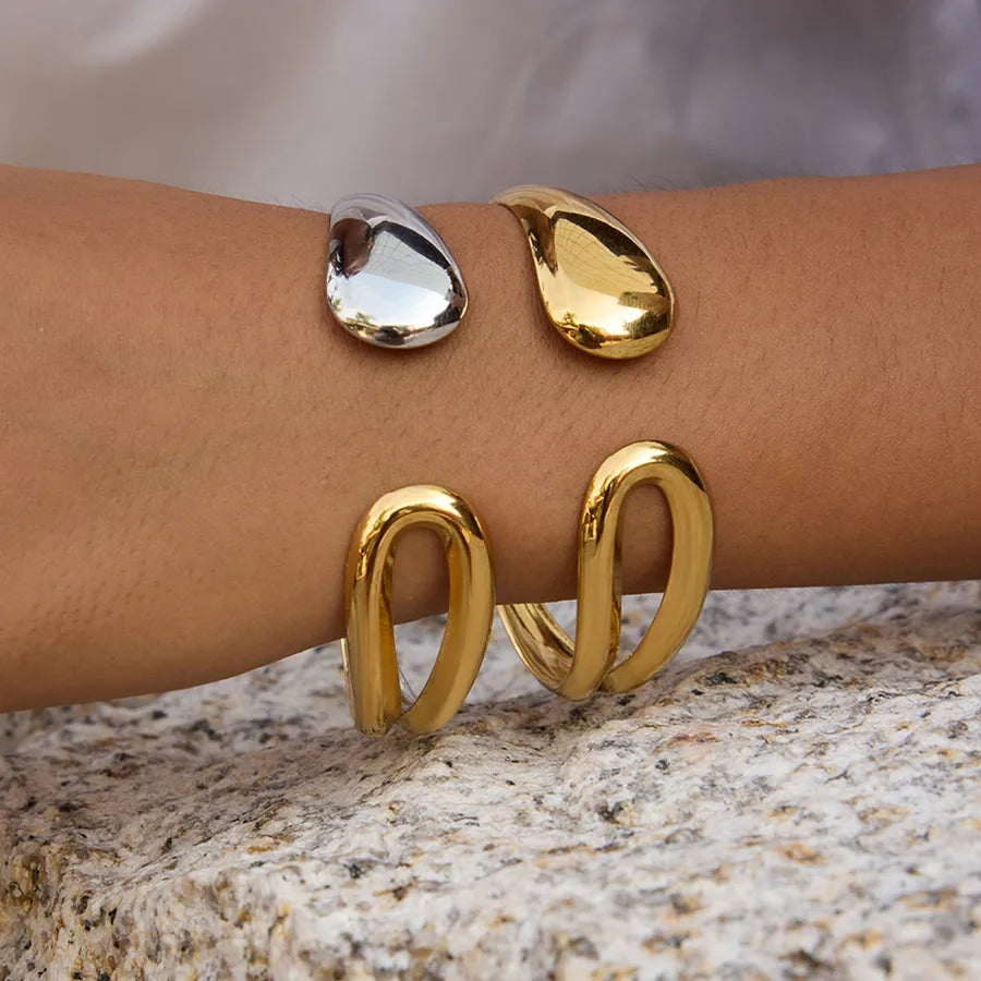 18K Gold PVD Geometric Stainless Steel Bangle