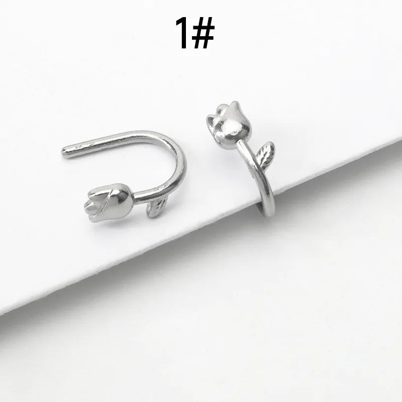 Stainless Steel Tulip Leaf Ear Hooks