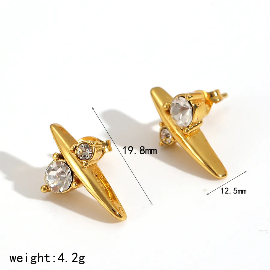 18K Gold Plated Stainless Steel Rhinestone Earrings